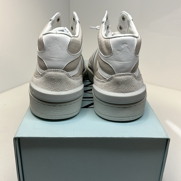 LANVIN men’s clay leather and mesh high top sneakers / size 8.5 US or 42 Europe - Picture 4 of 12